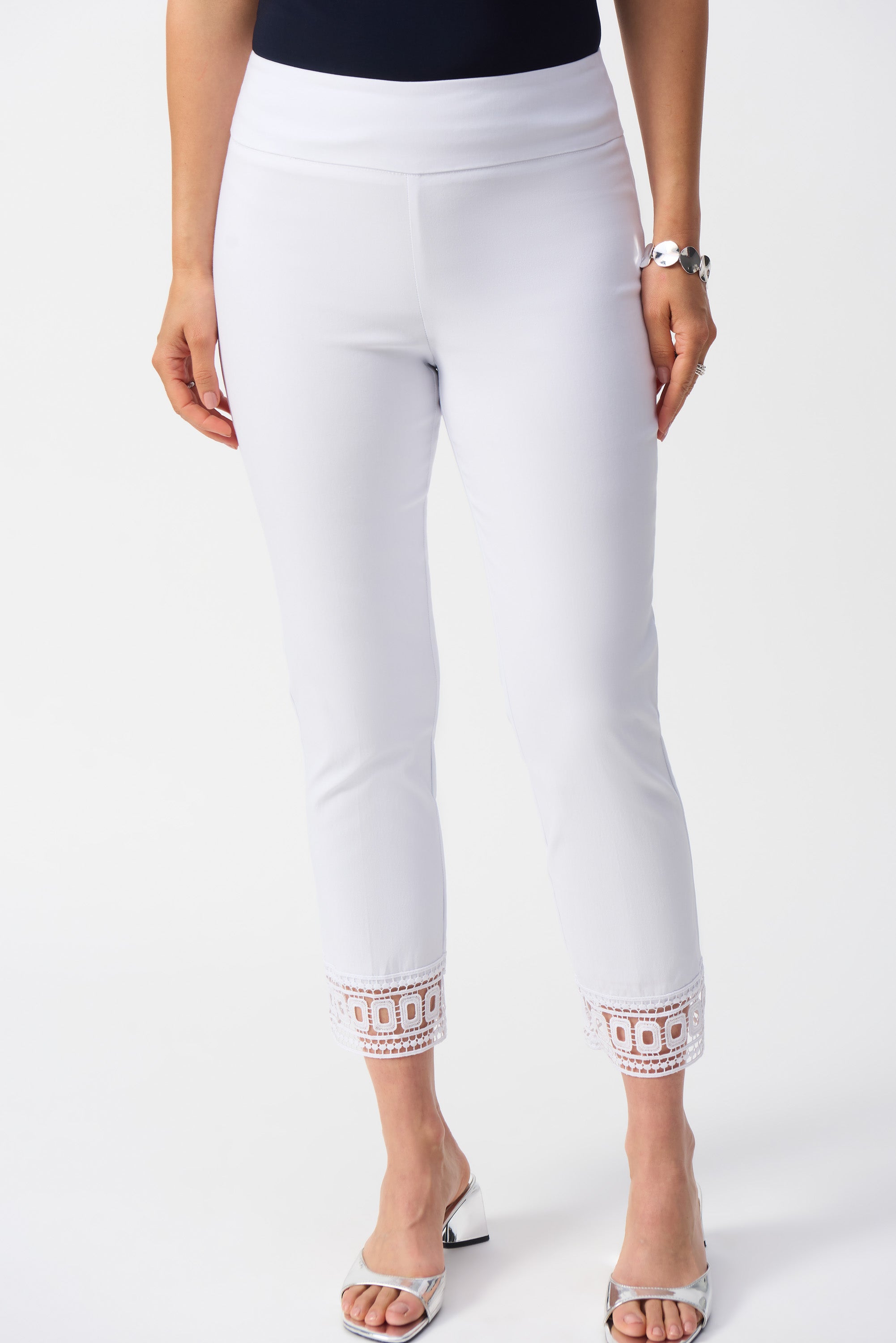 Bengaline Lace Trim Ankle Pant
