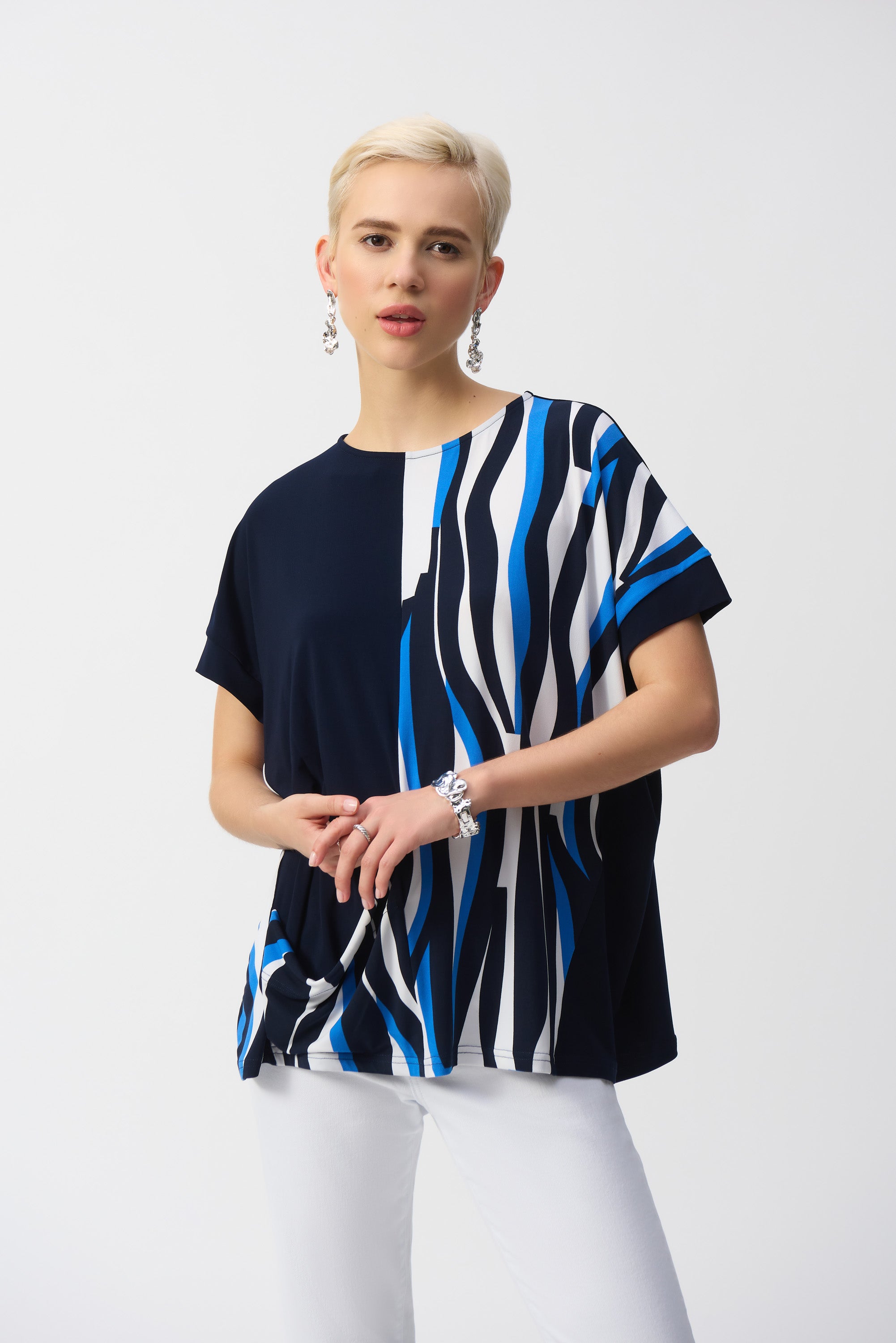 Geometric Print Color Block Top