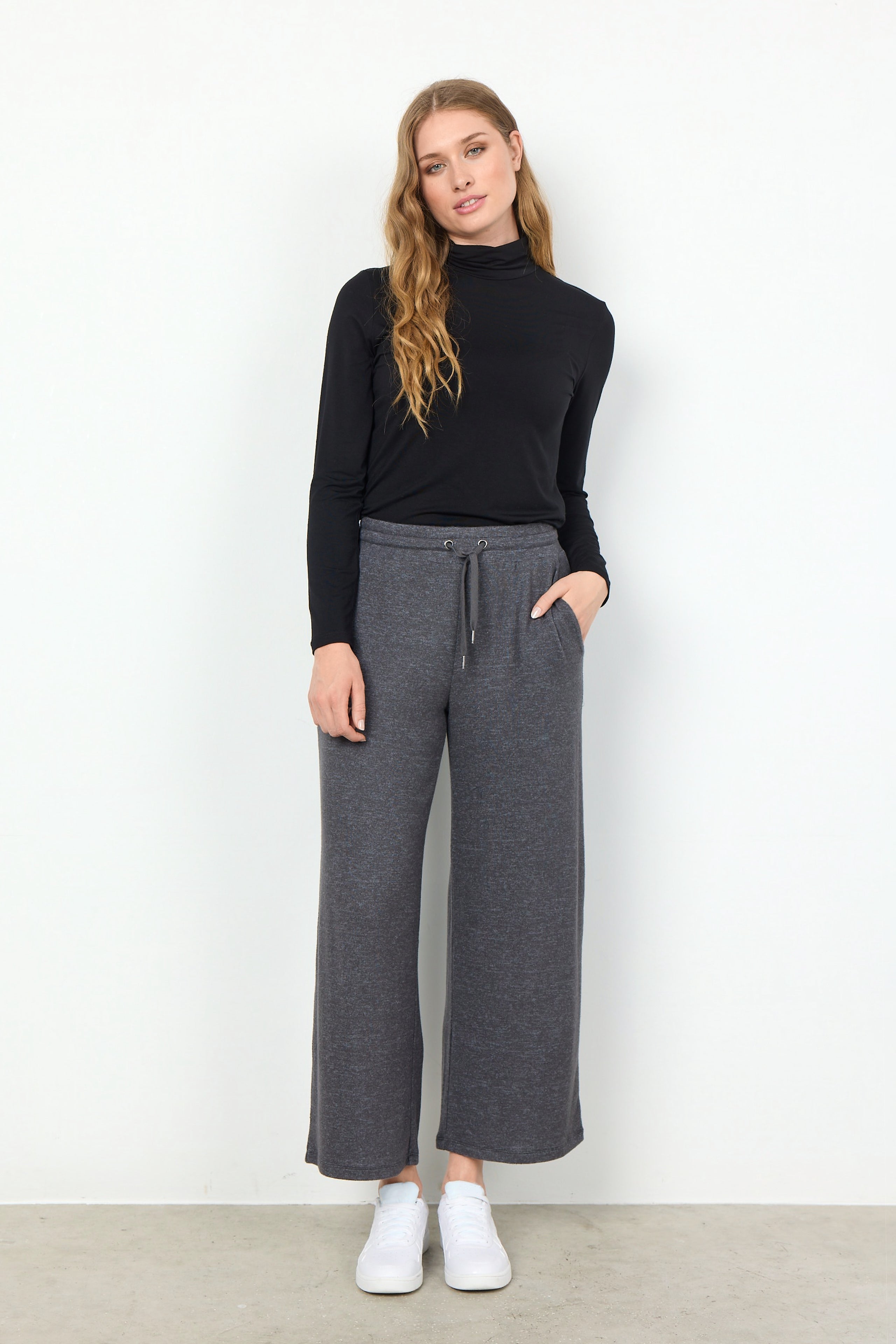 Wide Leg Melange Knit Pant