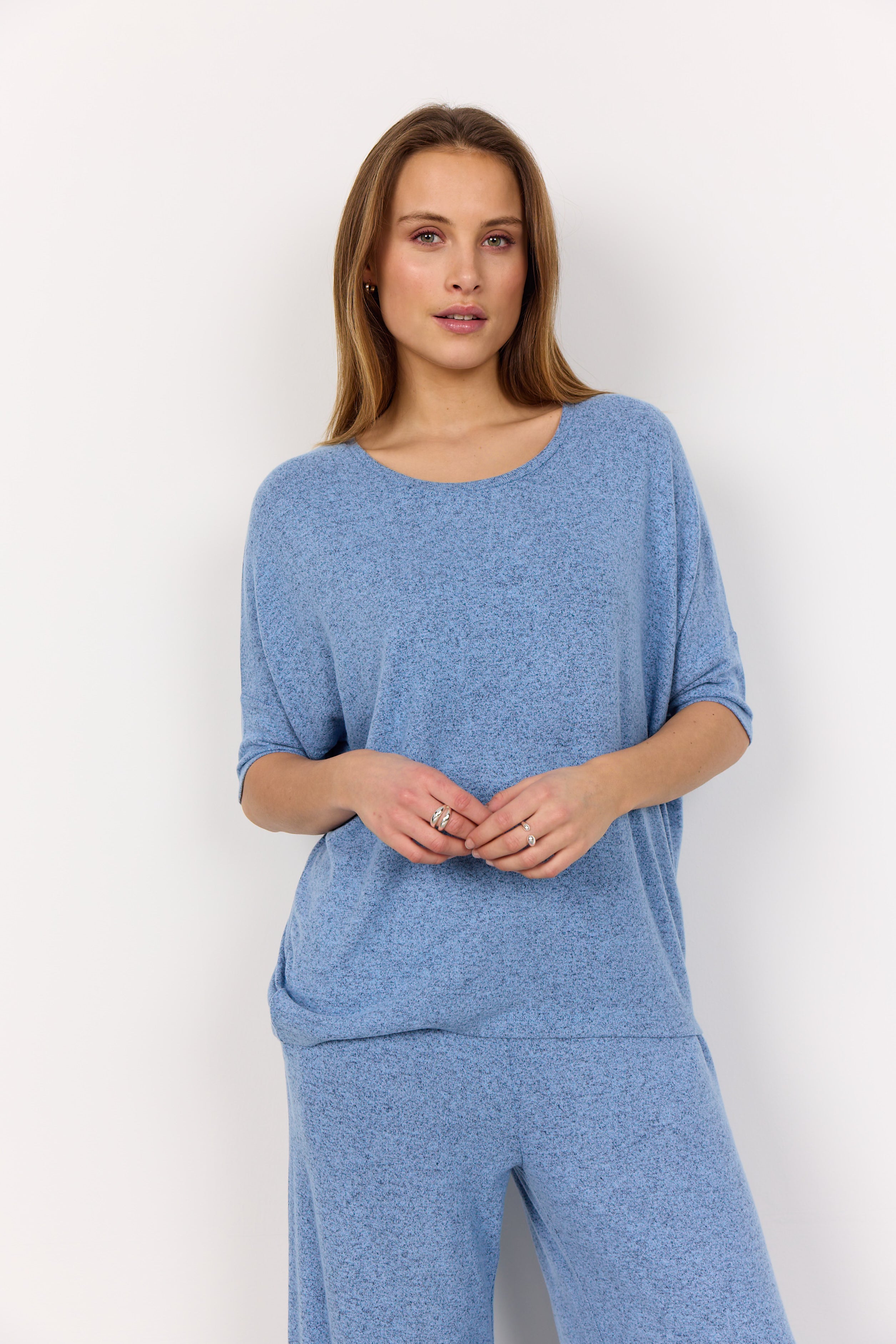 Melange Knit High-Low Top