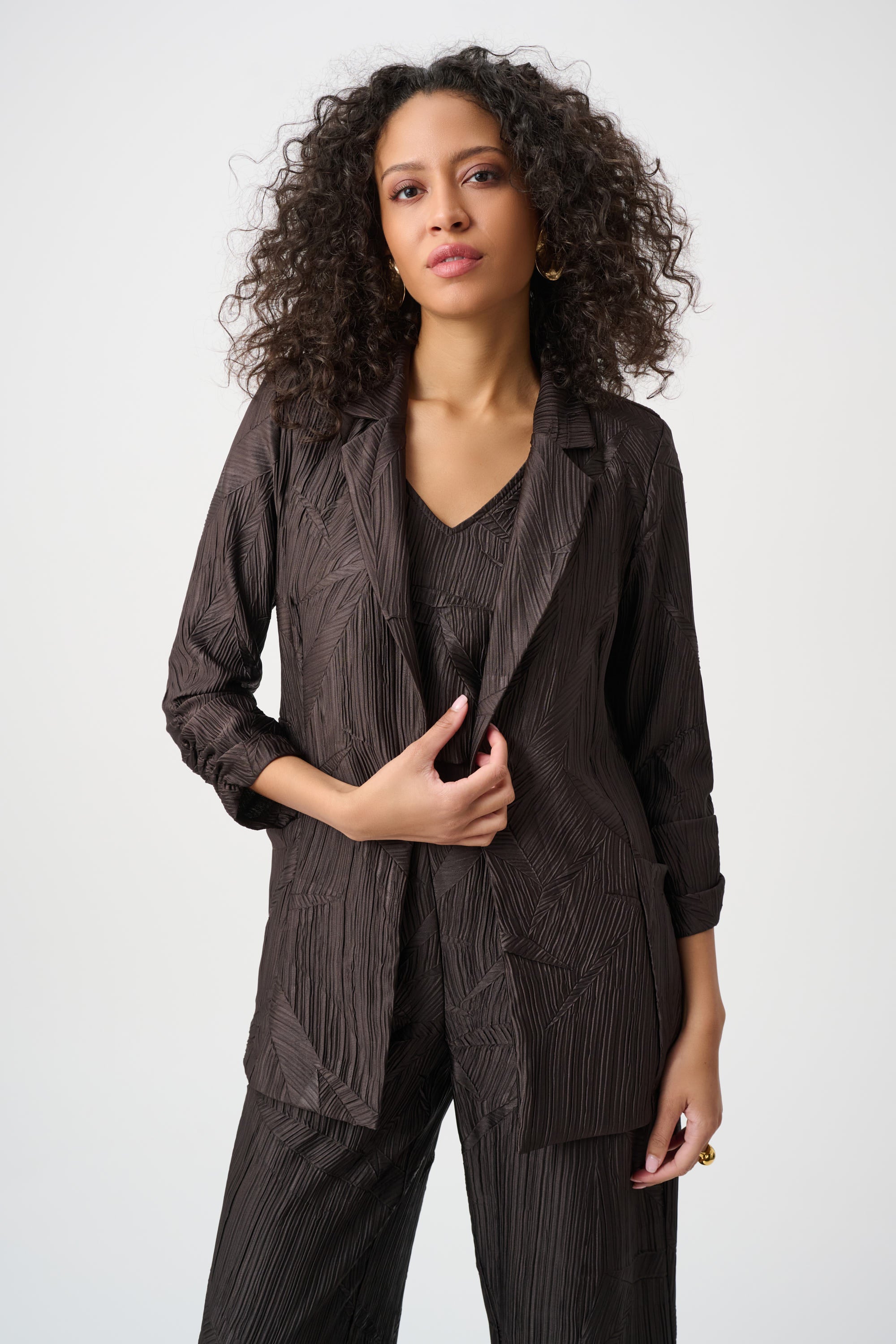Pleated Satin Blazer