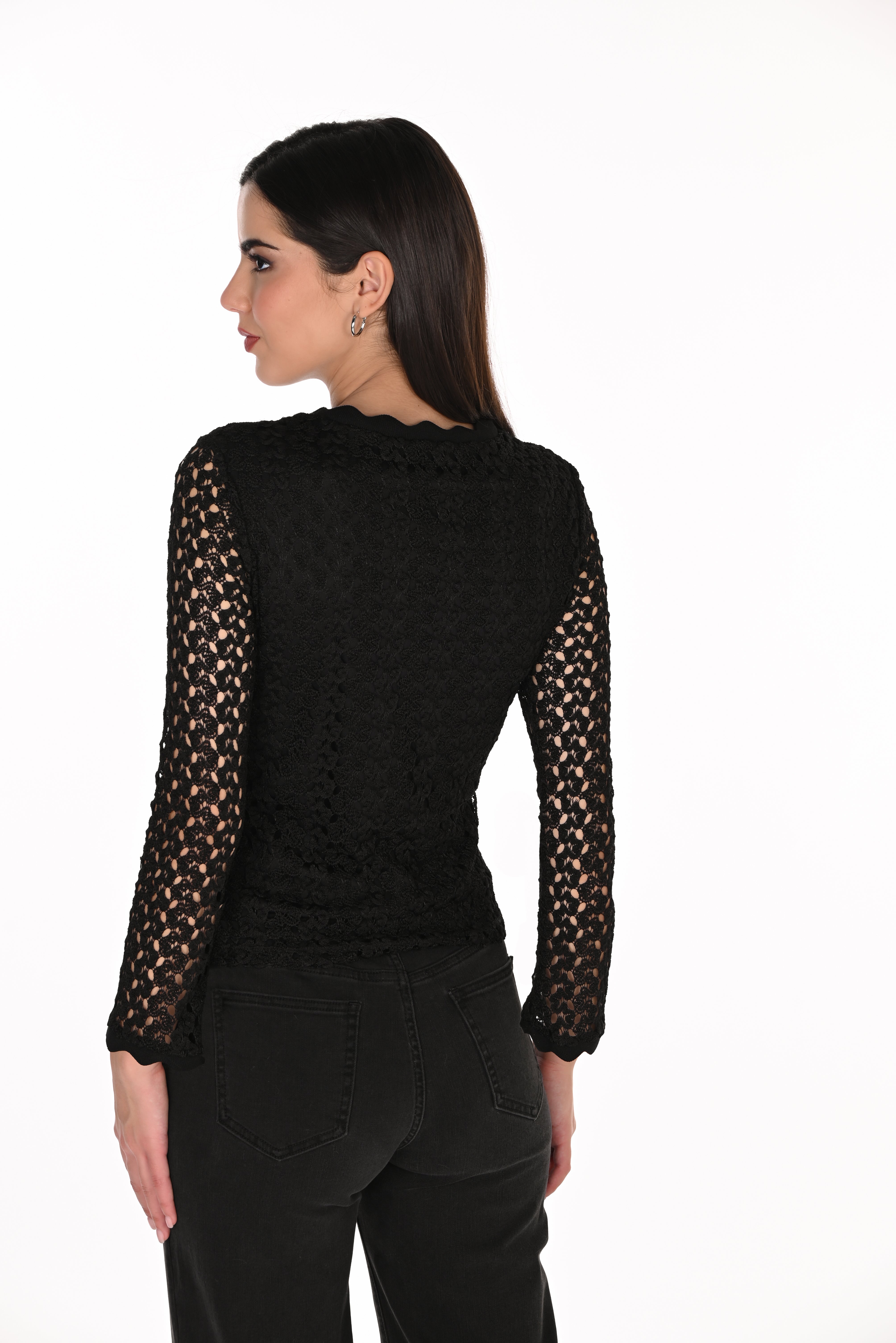 Scallop Neck Lace Top