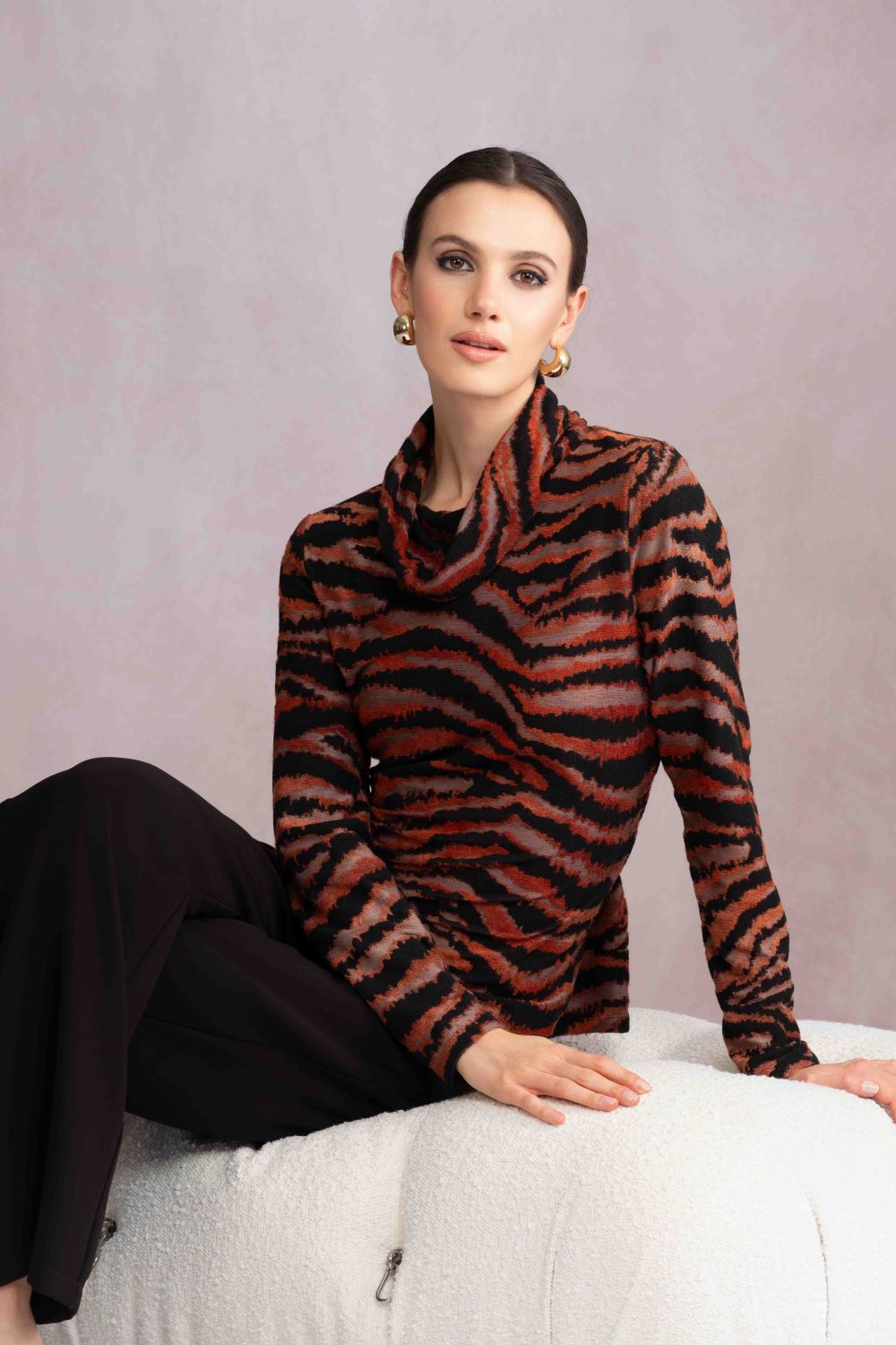 Animal Print Cowl Neck Top
