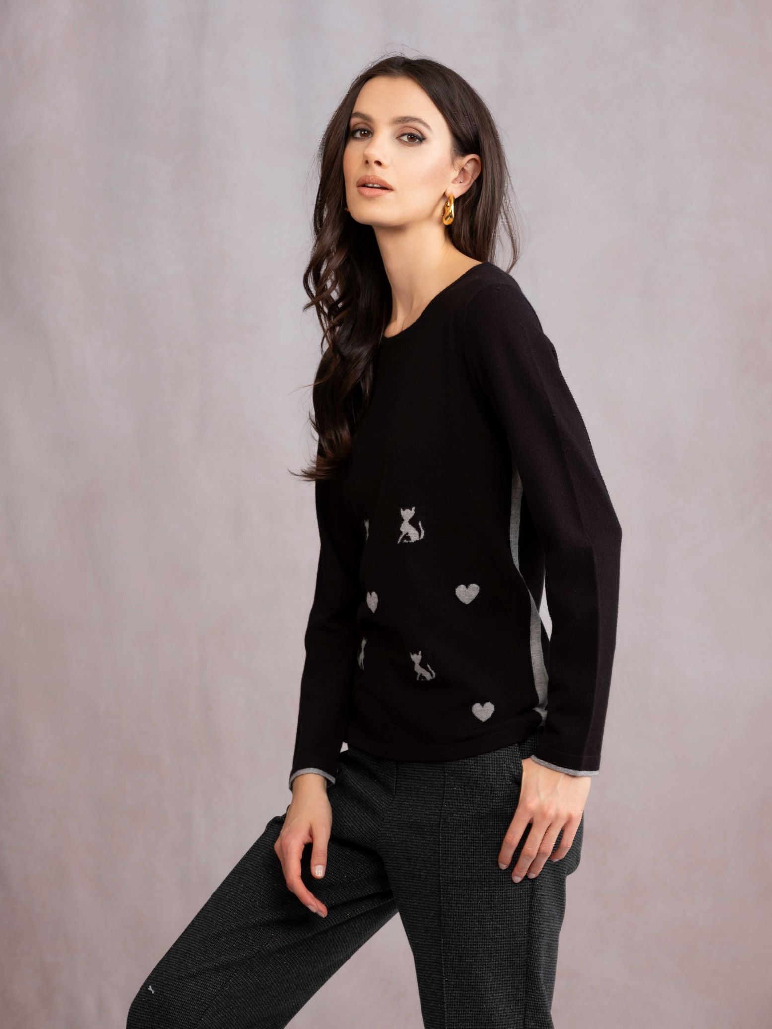 Cat Print Pullover