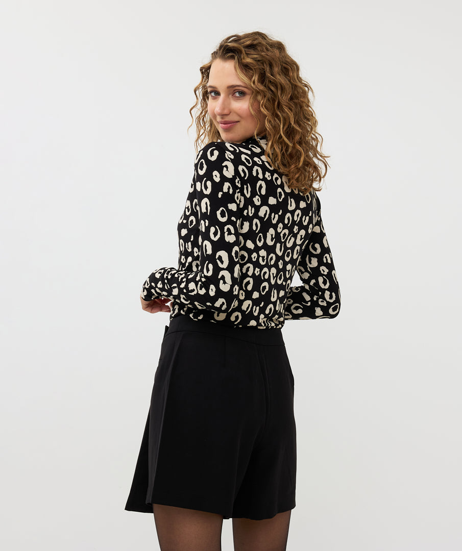 Leopard Print Mock Neck Top