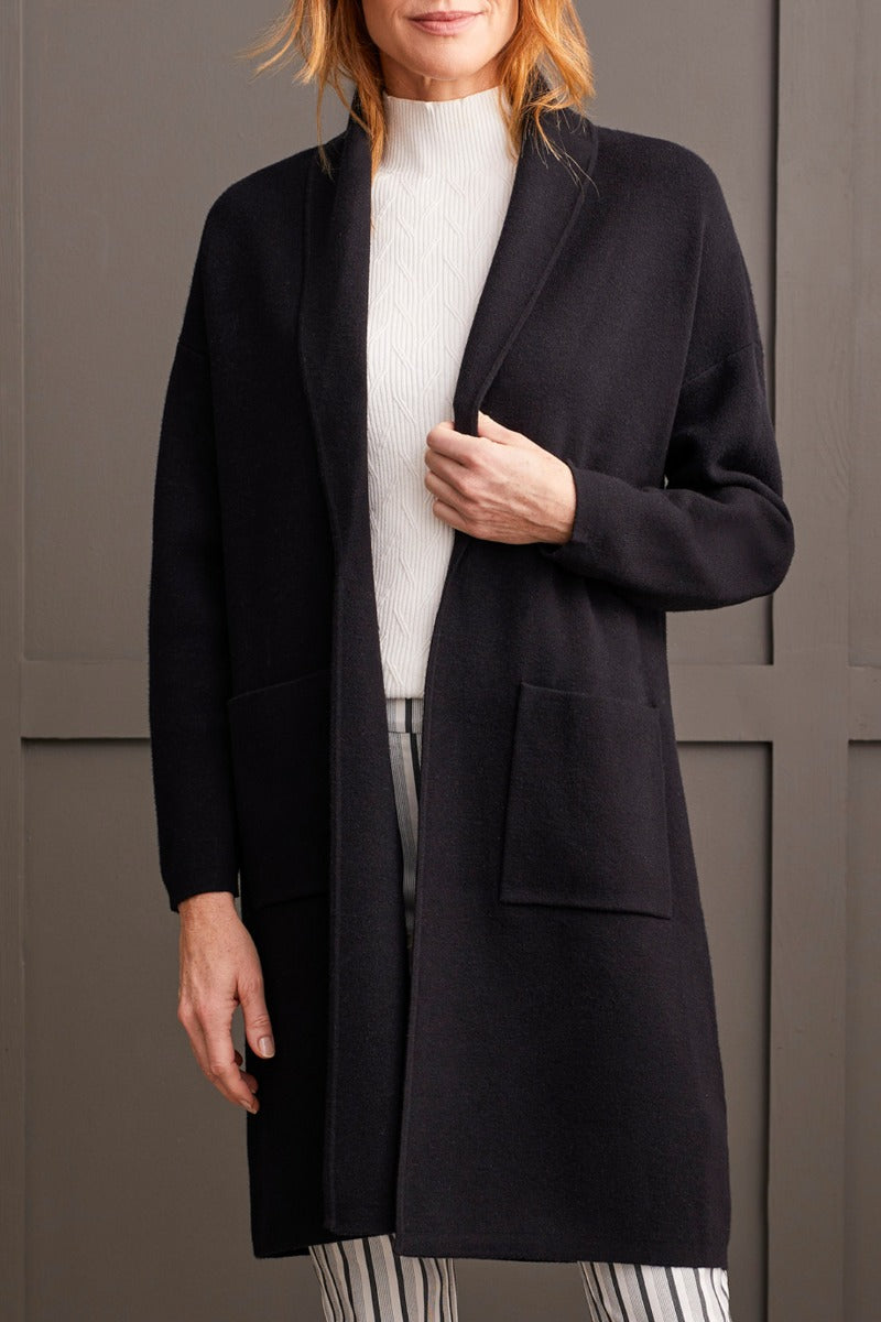 Shawl Collar Knit Duster Jacket