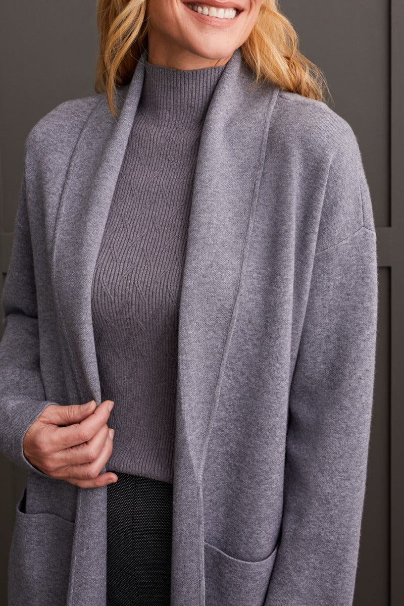 Shawl Collar Knit Duster Jacket