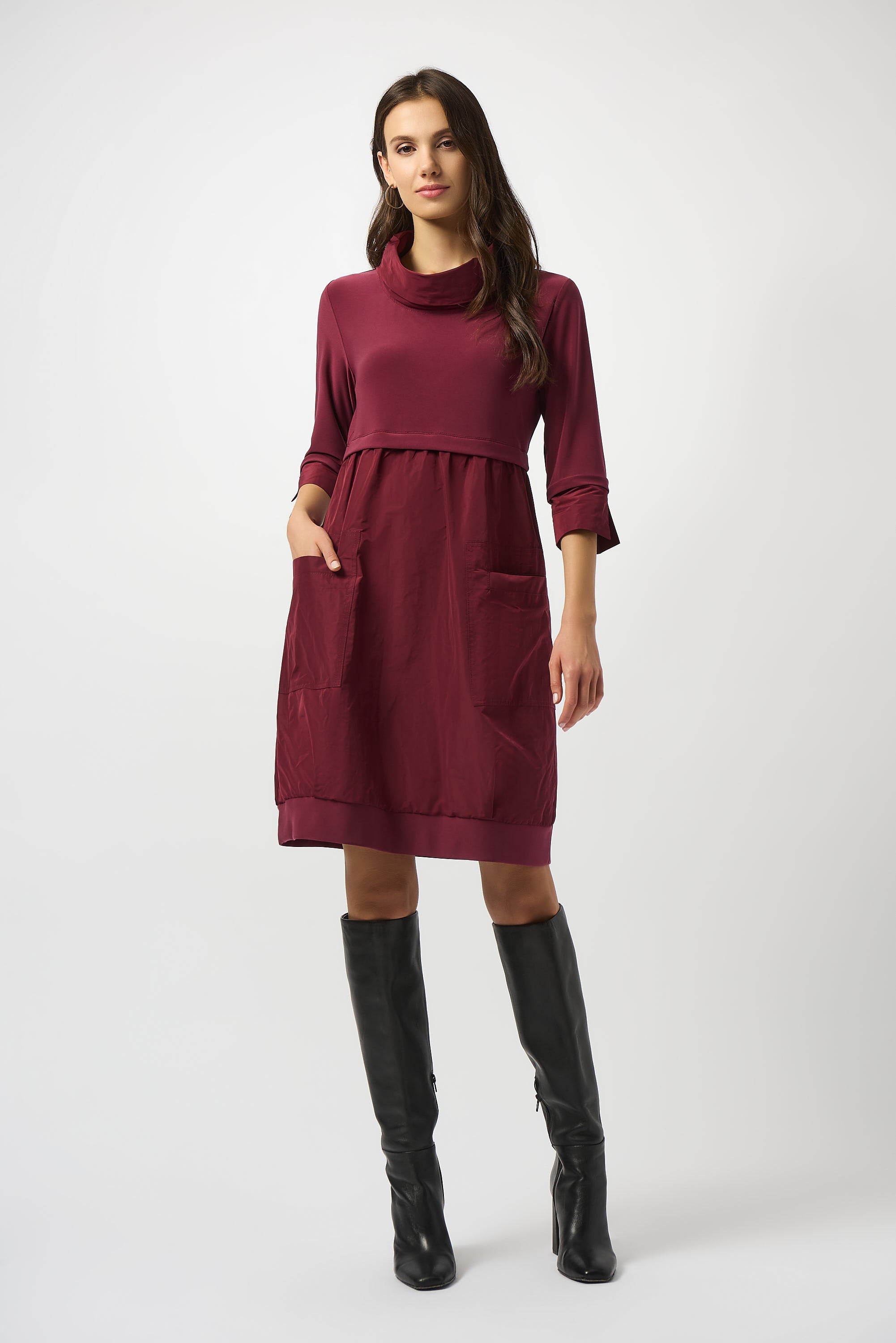 Cowl Neck Taffeta Dress