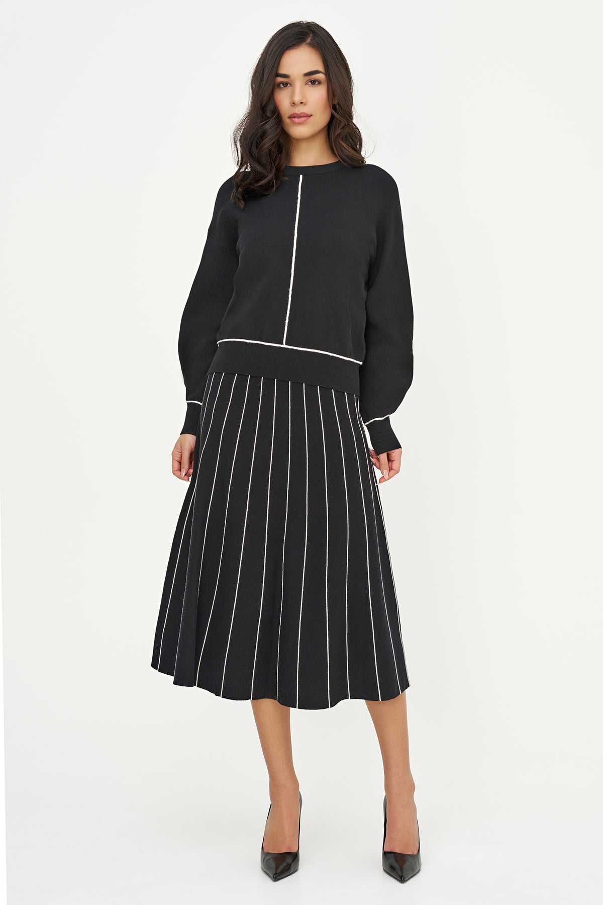 Stripe Flare Knit Skirt
