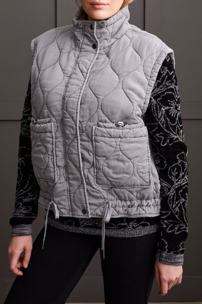 Quilted Zip Front Drawstring Vest