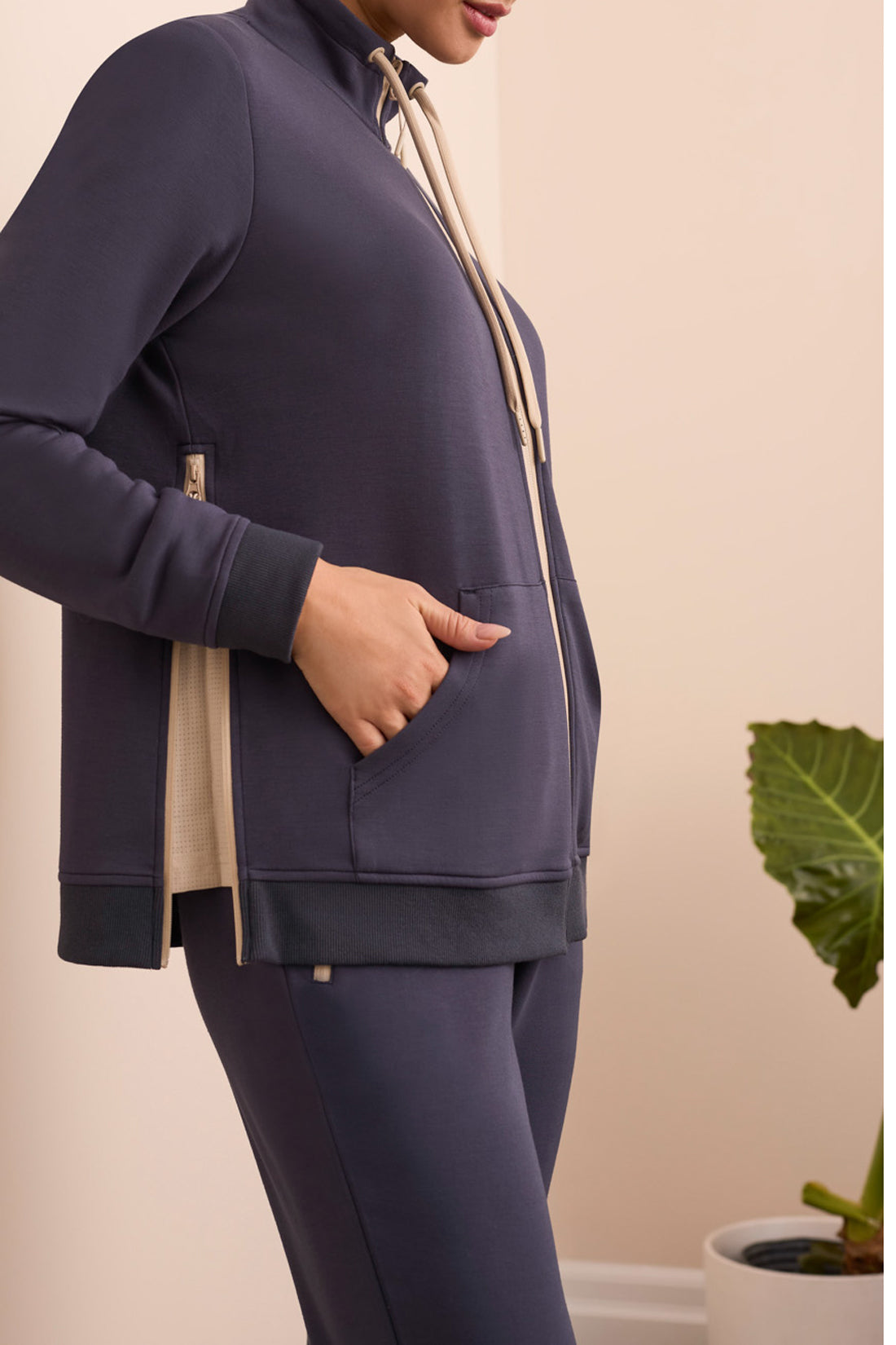 Knit Jersey Zip Front Jacket