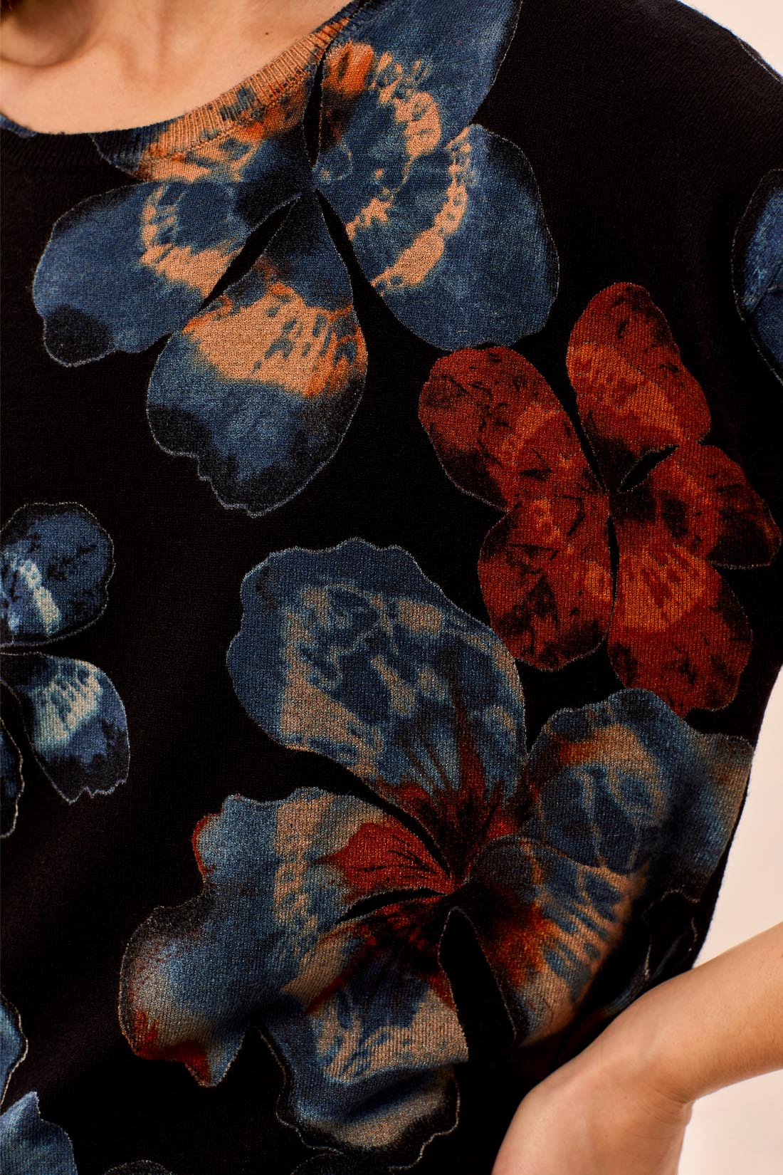 Floral Print 3/4 sleeve Sweater