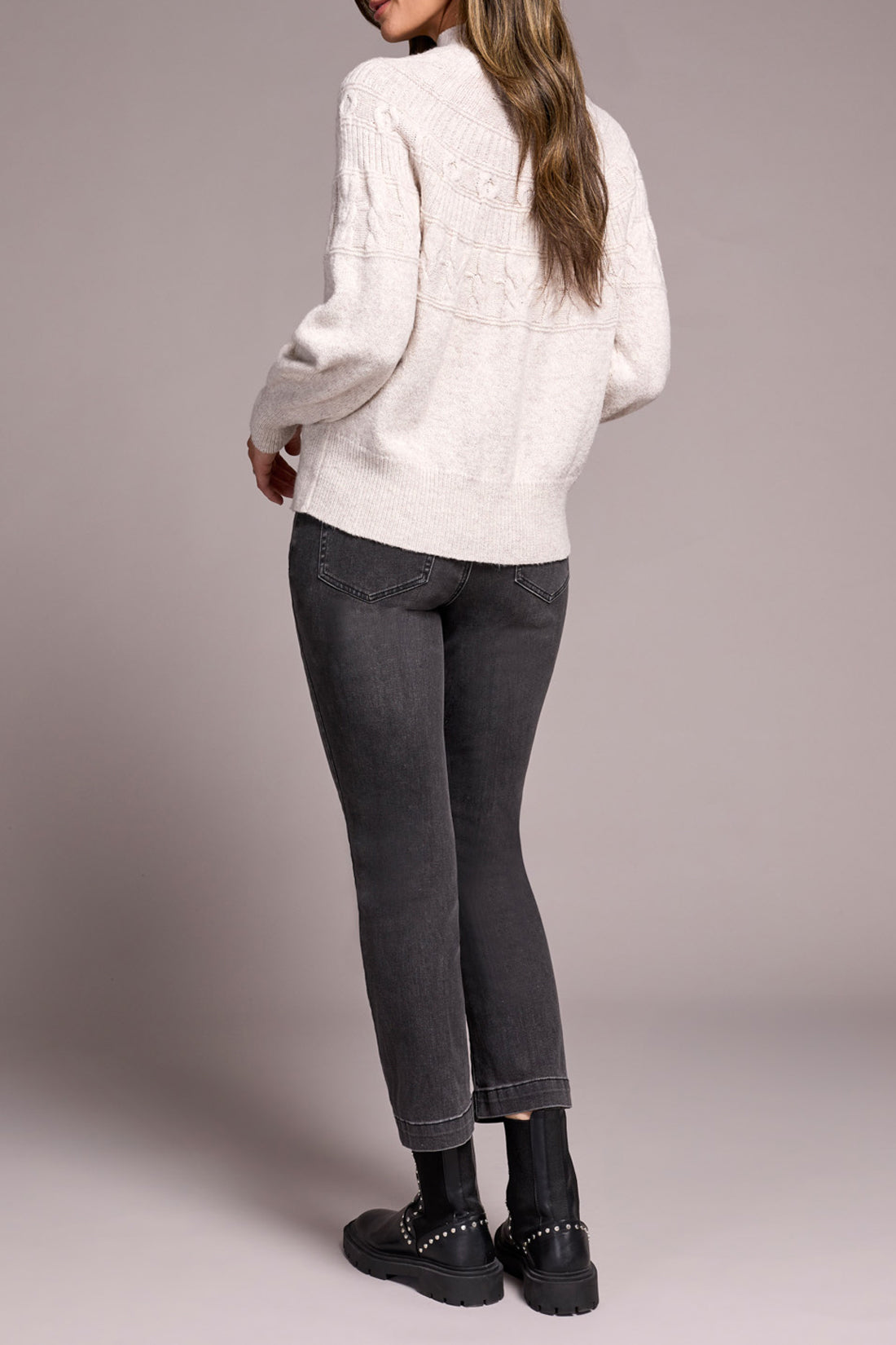 Mock Neck Cable Pullover