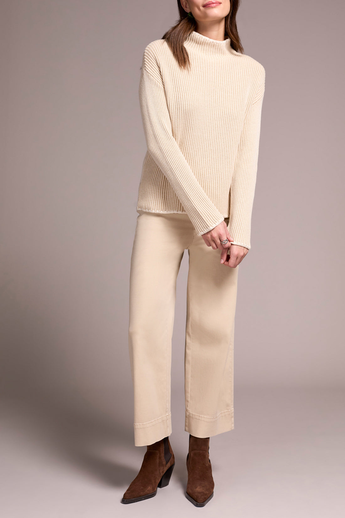 Mock Neck Cotton Pullover