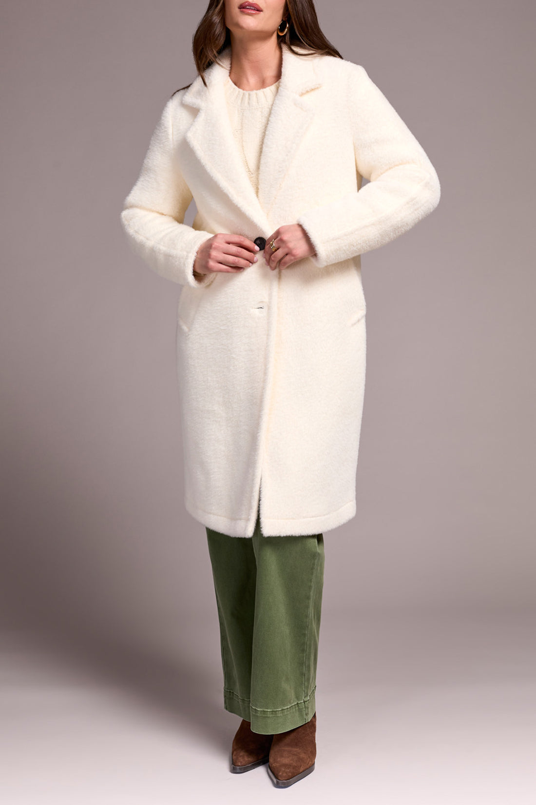 Eyelash Button Front Coat