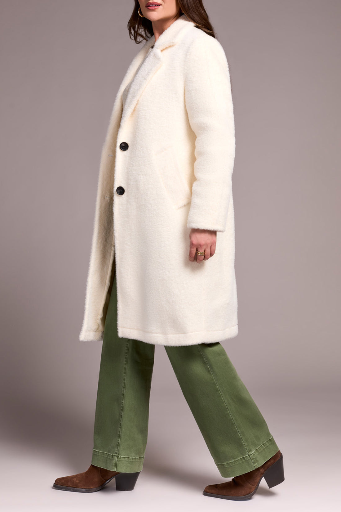 Eyelash Button Front Coat