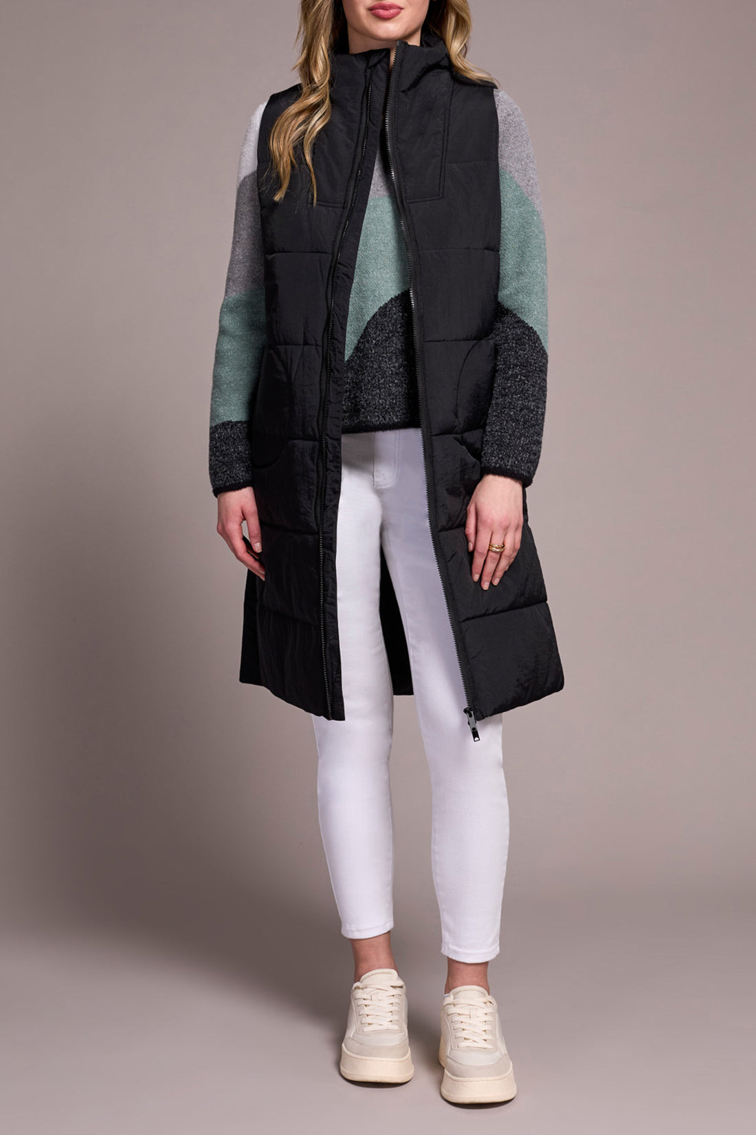 Puffer Zip Front Long Vest