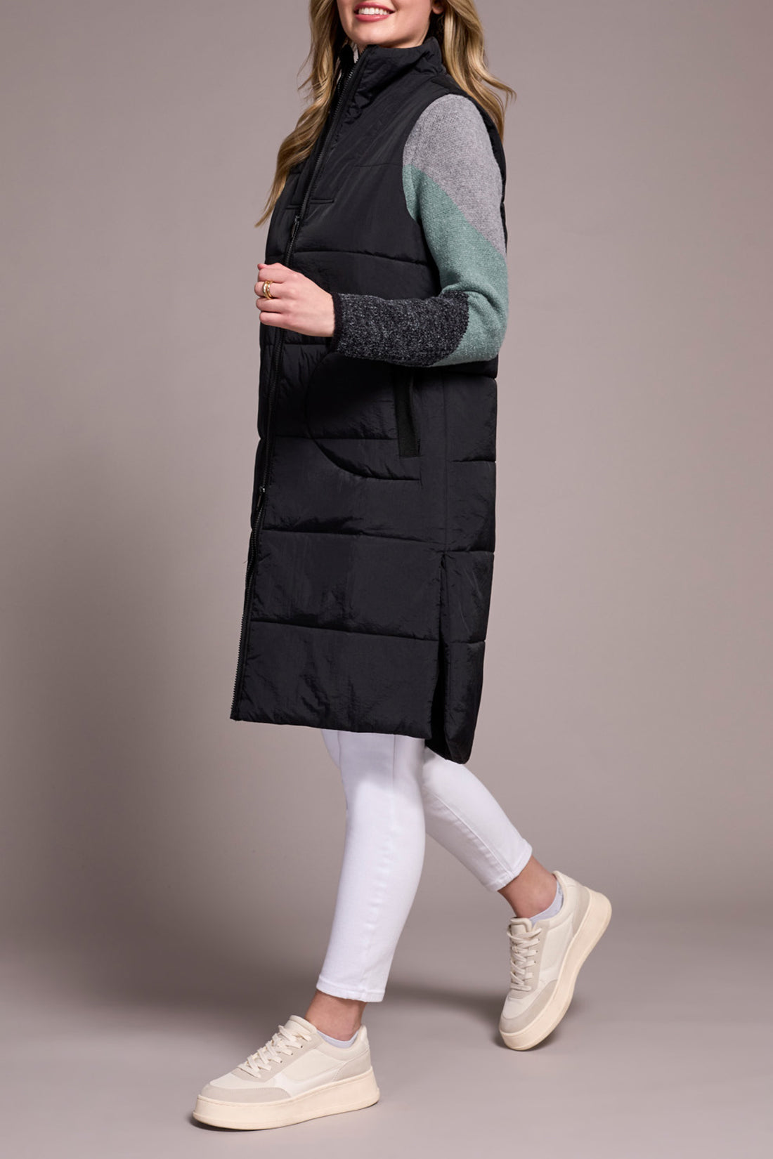 Puffer Zip Front Long Vest