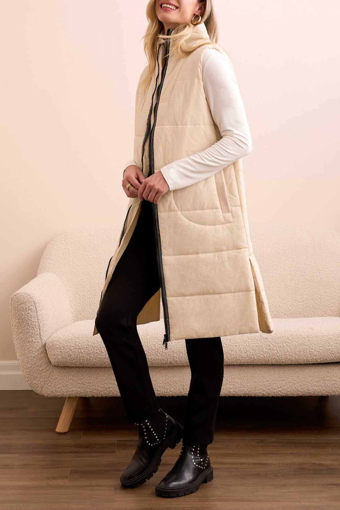 Puffer Zip Front Long Vest