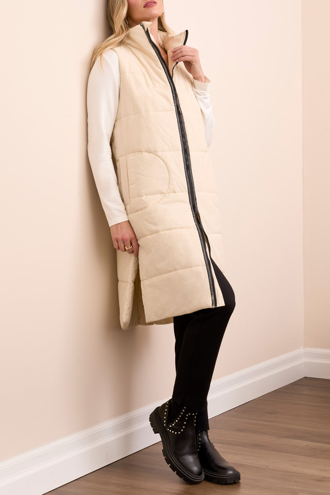 Puffer Zip Front Long Vest