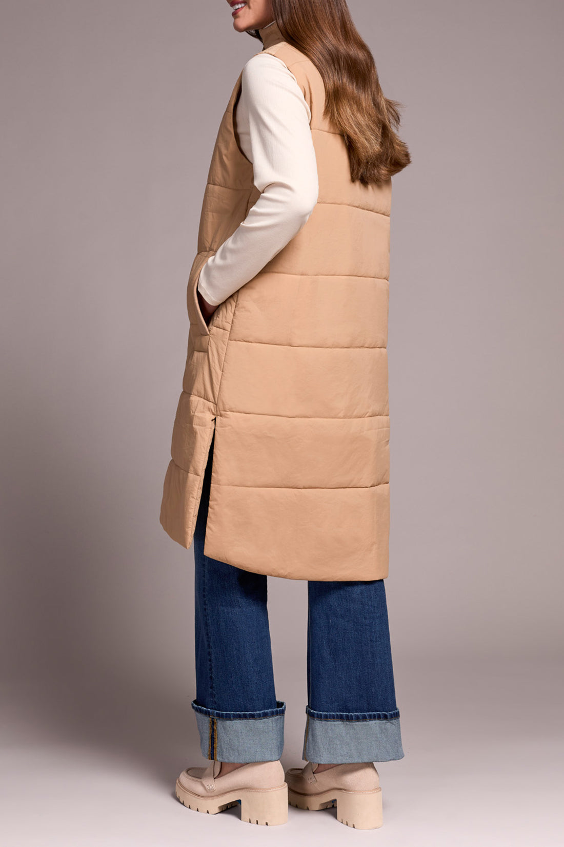 Puffer Zip Front Long Vest