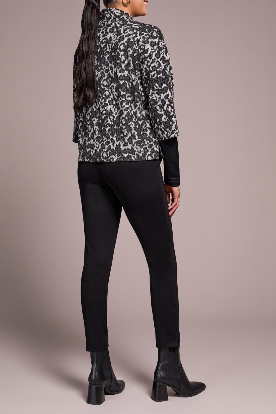 Abstract Print Mock Neck Top