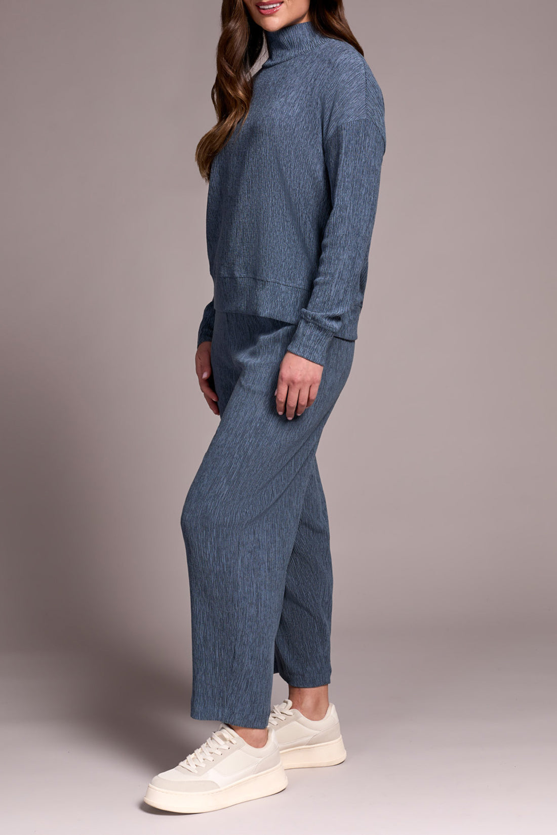 Crush Pleat Mock Neck Top