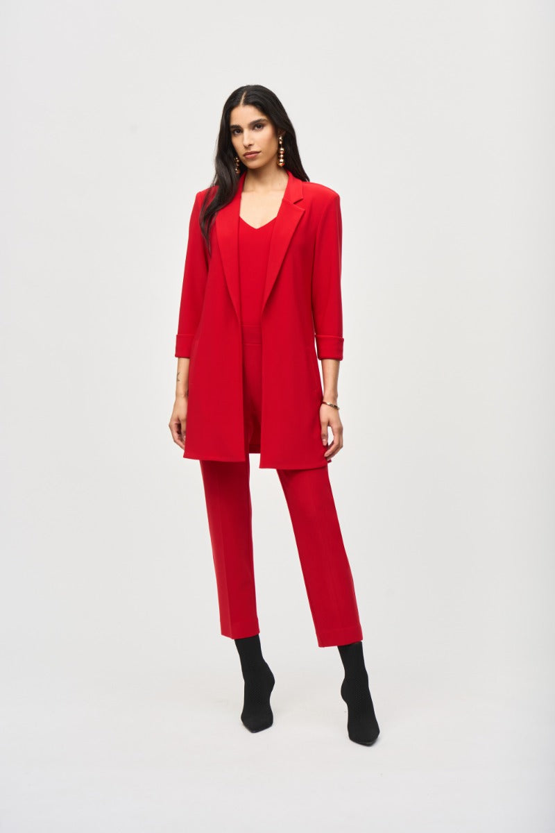 Cuffed 3/4 Sleeve Long Blazer