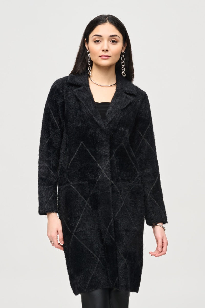 Notch Collar Knit Coat