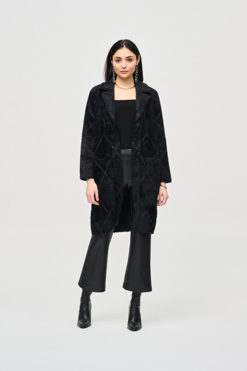 Notch Collar Knit Coat