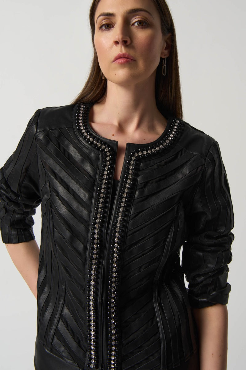 Faux Leather Mesh Jacket