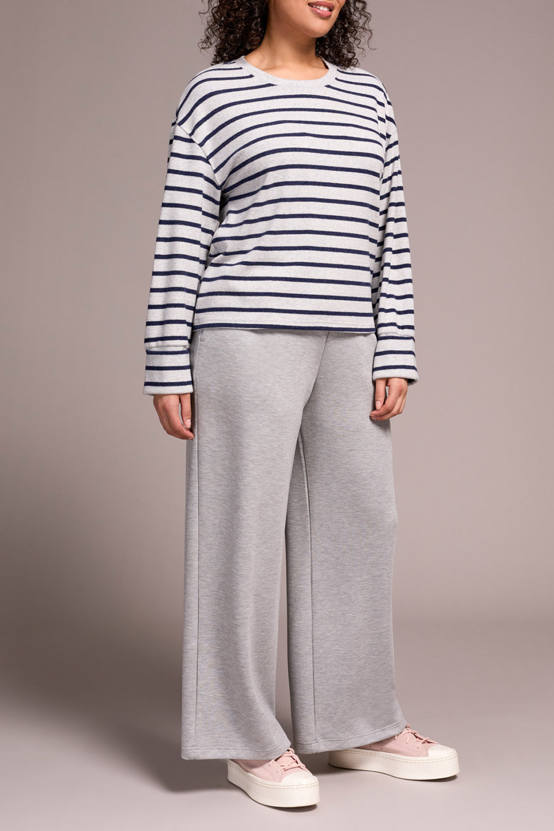 Brushed Stripe Print Top