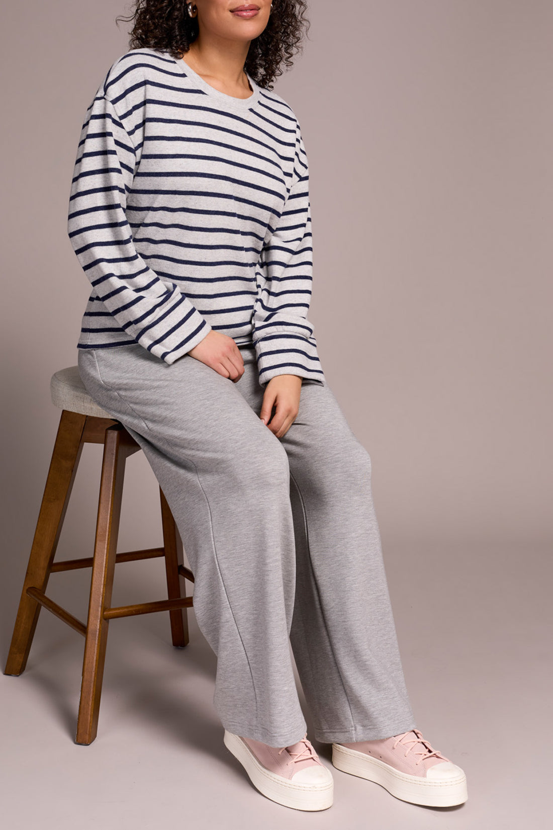Brushed Stripe Print Top