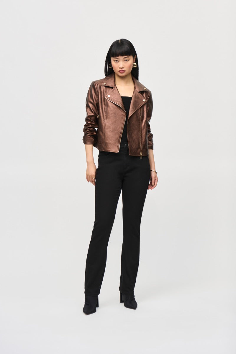 Metallic Faux Leather Moto Jacket