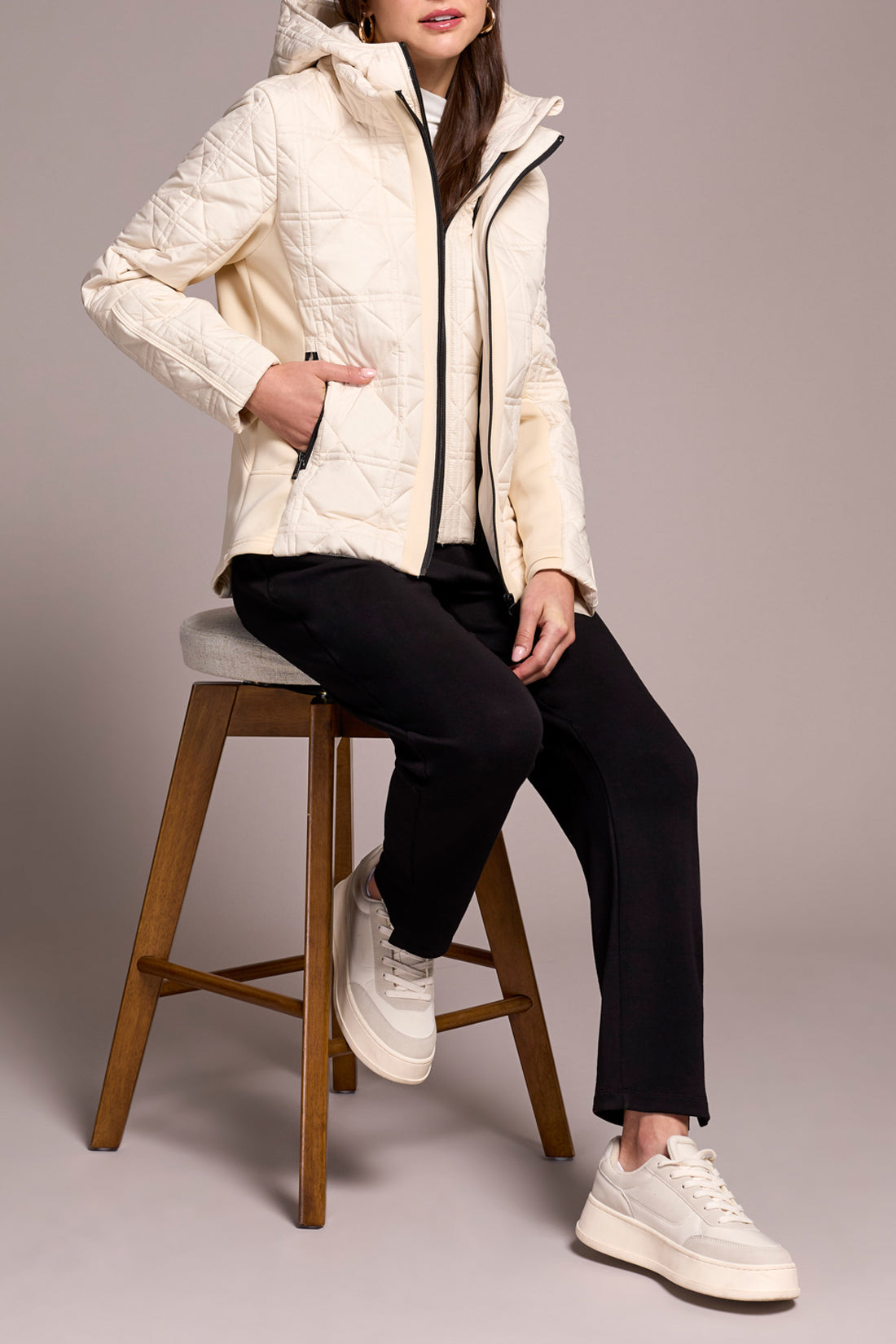 Puffer Hooded Zip Front Jacket