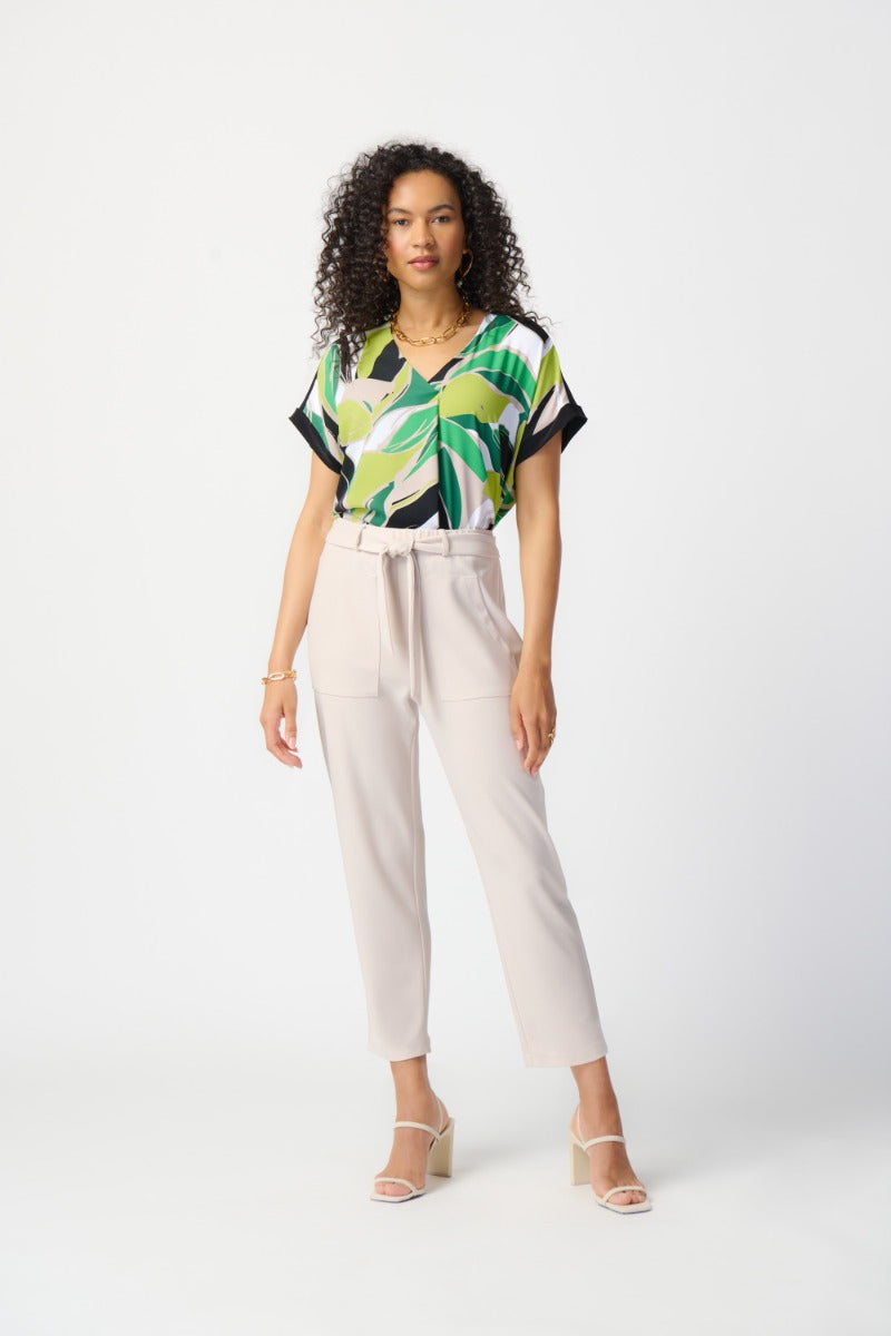 Tropical Print V-Neck Top