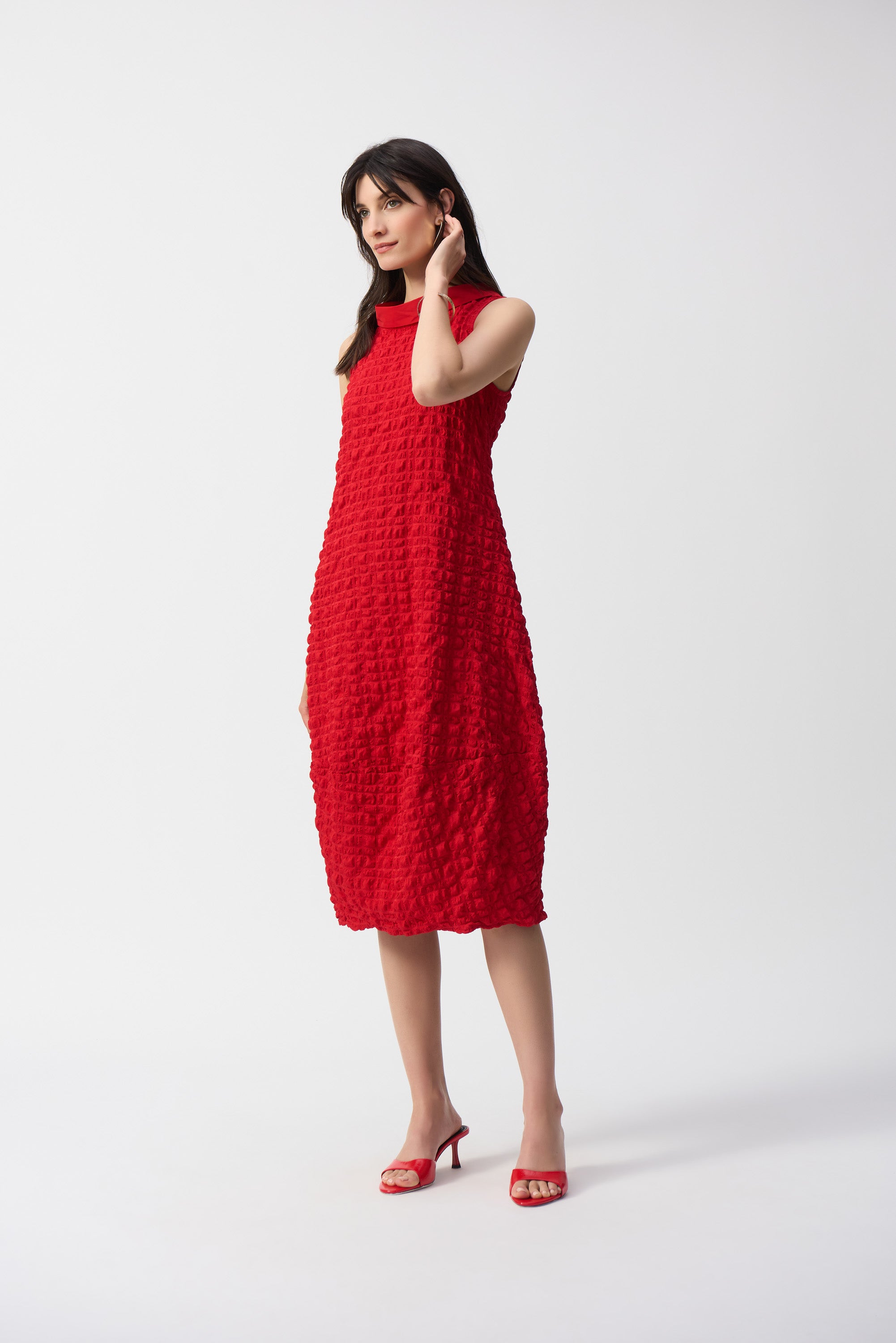 Waffle Jacquard Bubble Hem Dress