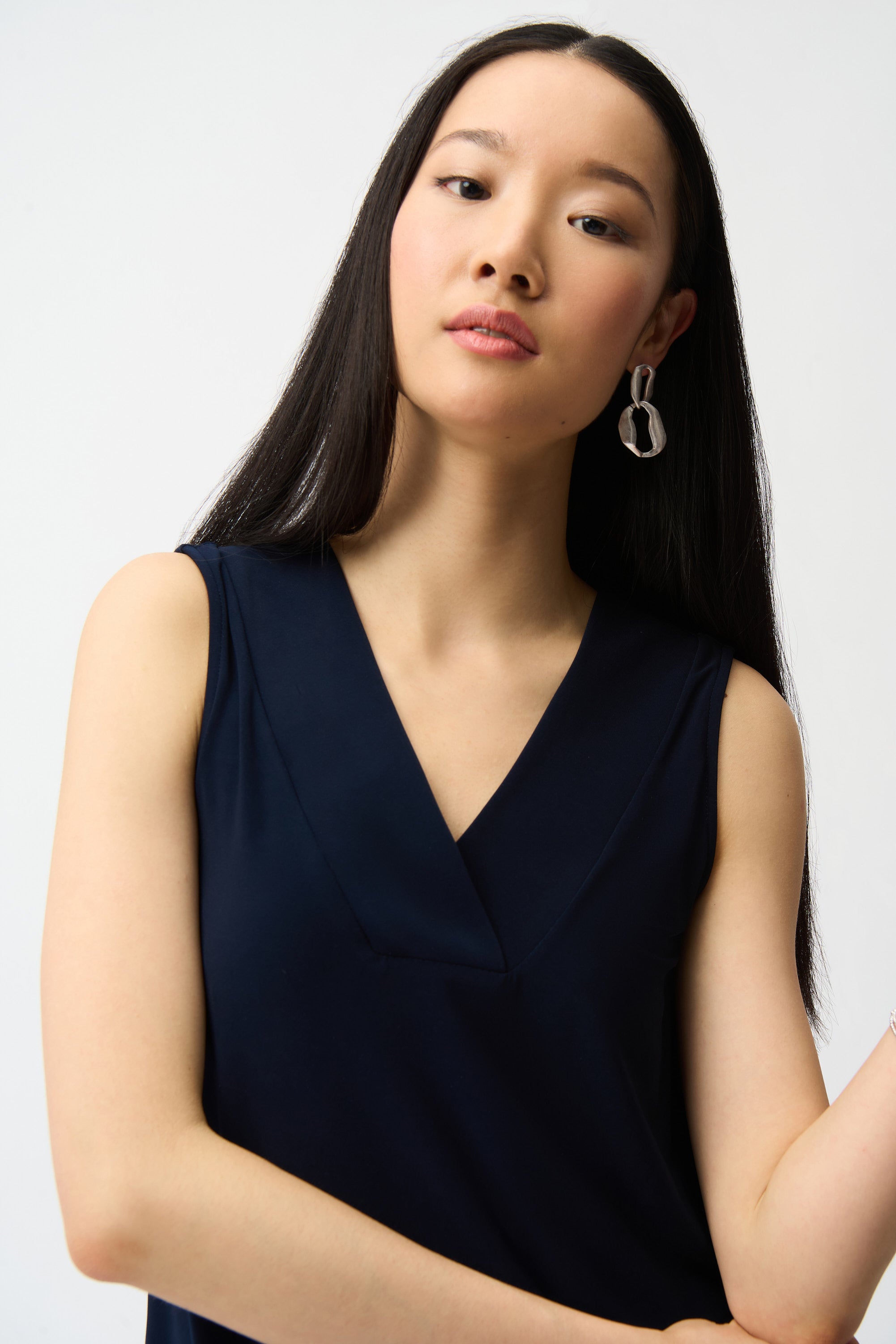 Silky Knit V-Neck Top