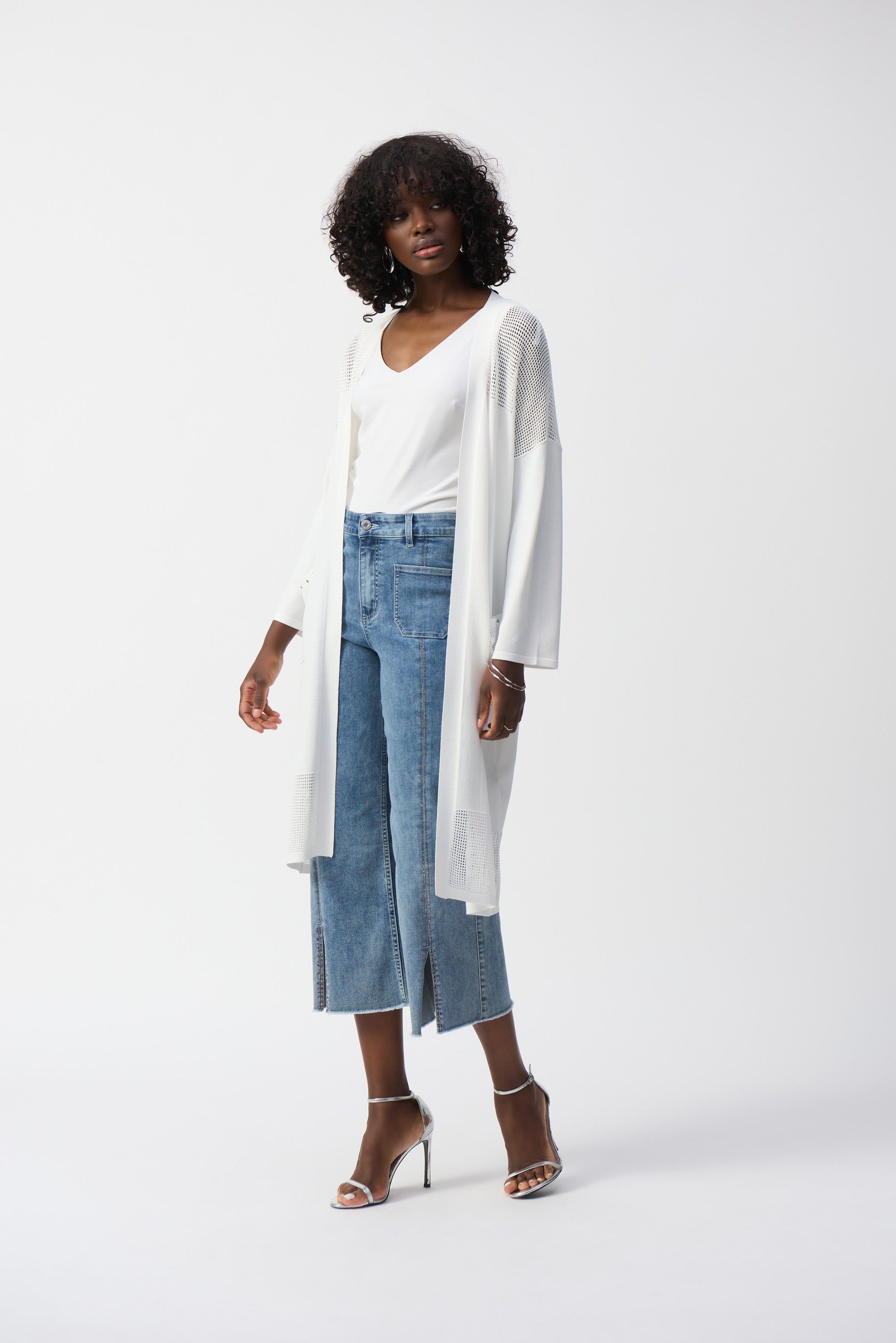 Stud Trim Denim Culotte