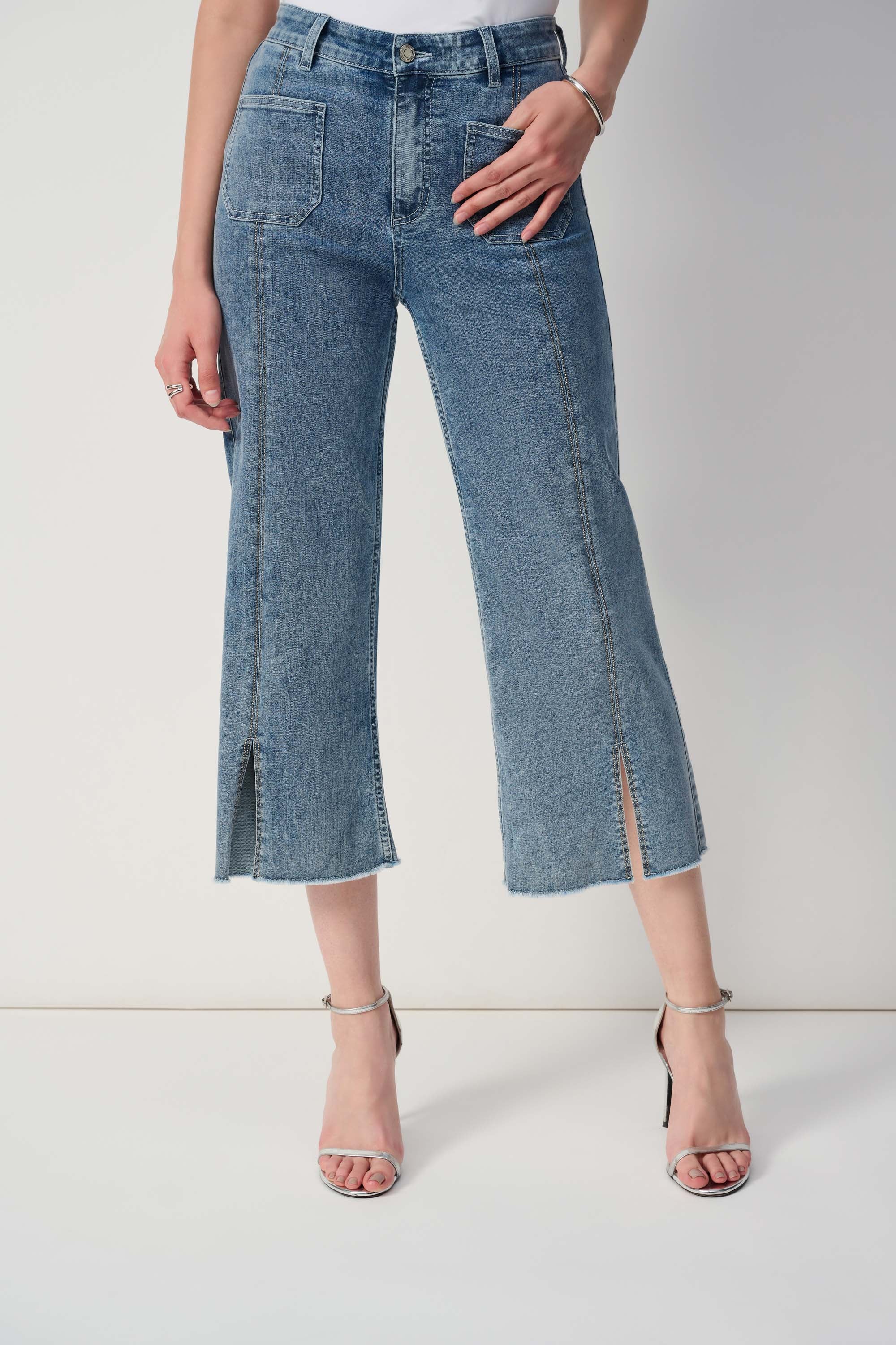 Stud Trim Denim Culotte