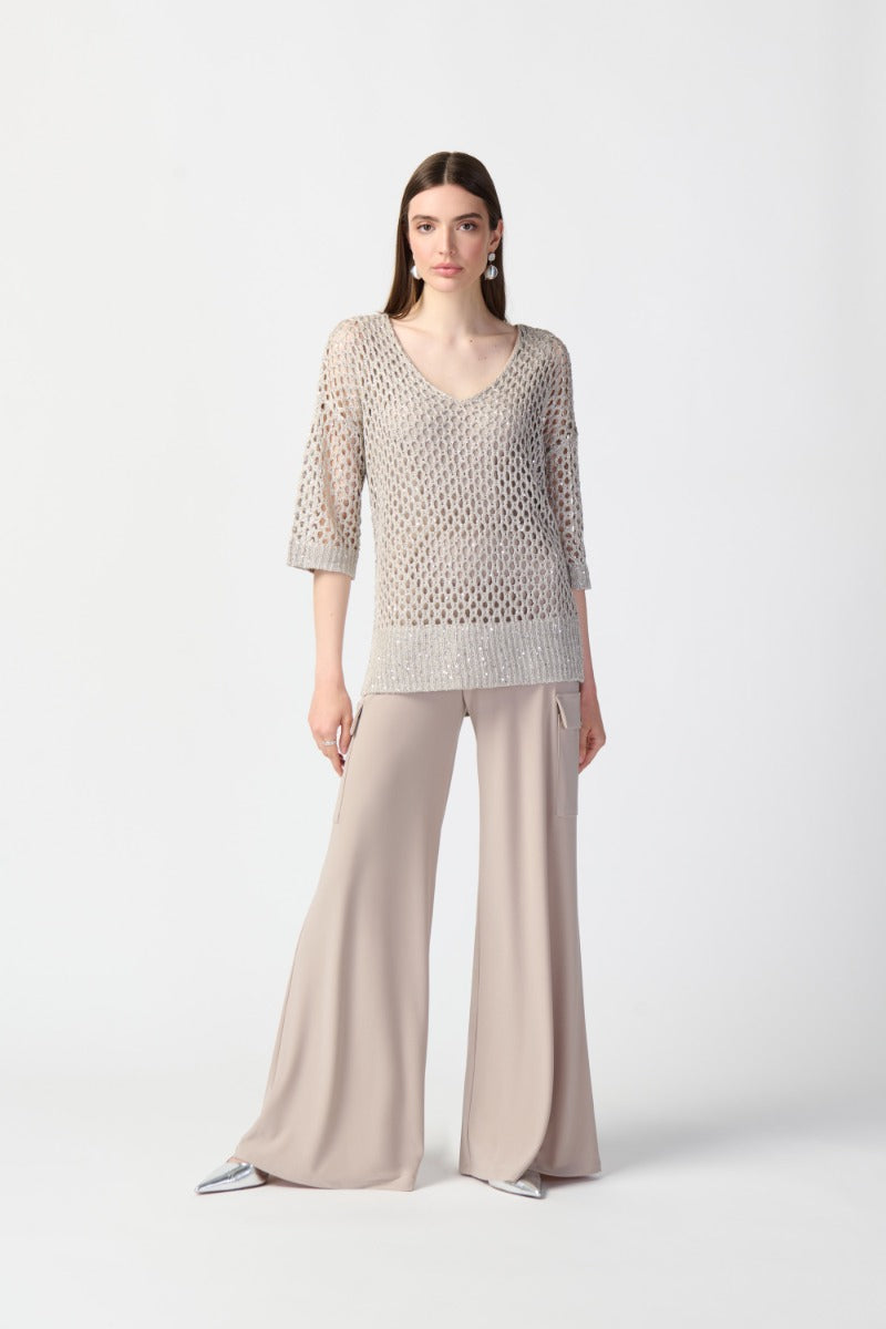 Lattice Sequin Knit Pullover