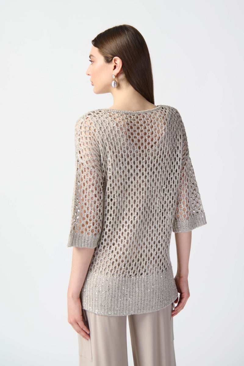 Lattice Sequin Knit Pullover