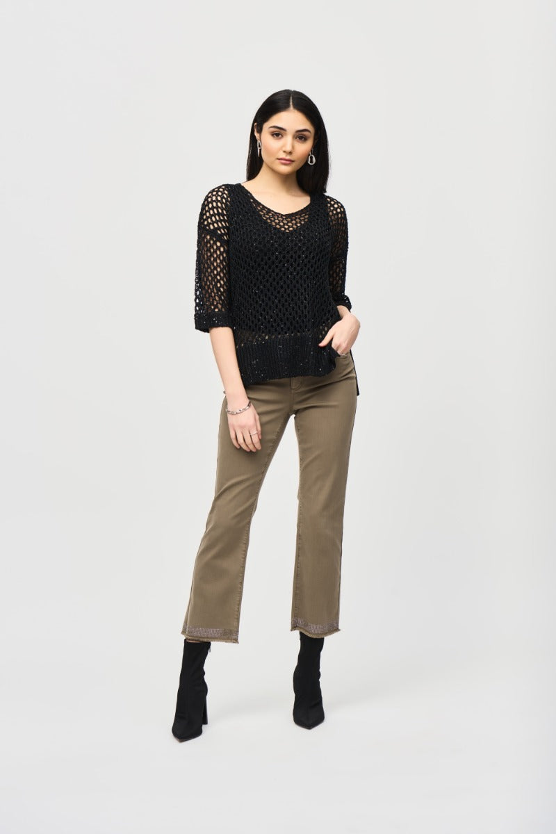 Lattice Sequin Knit Pullover