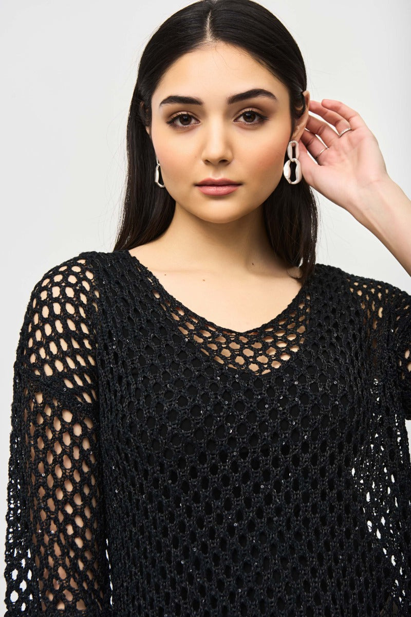 Lattice Sequin Knit Pullover