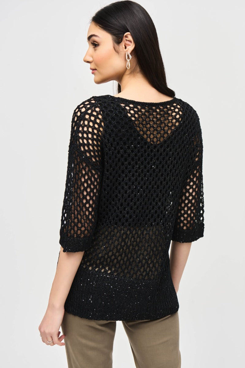 Lattice Sequin Knit Pullover