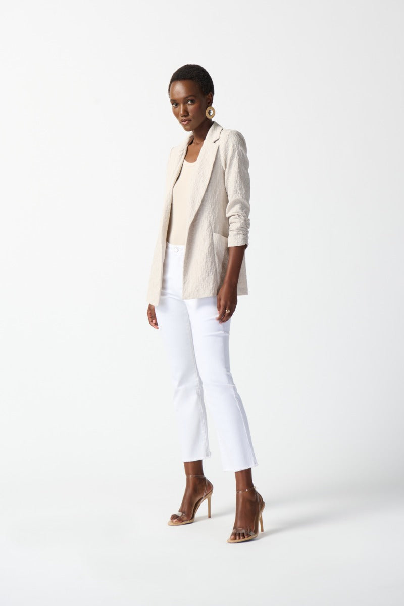 Pucker Jacquard Open Front Blazer