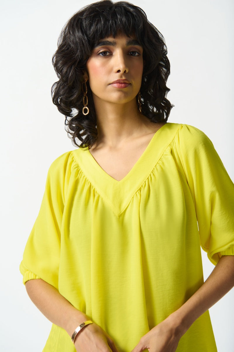 V-Neck Lantern Sleeve Top