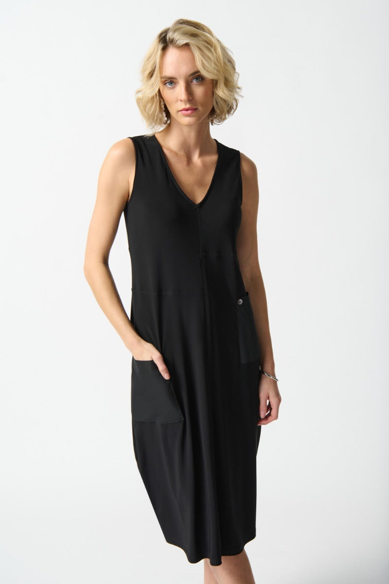 Bubble Hem V-Neck Dress