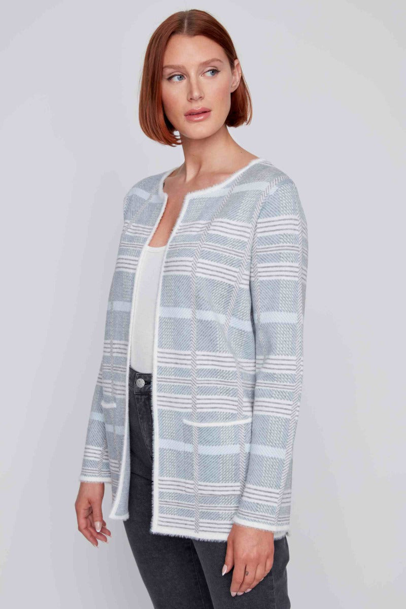 Geometric Print Open Cardigan