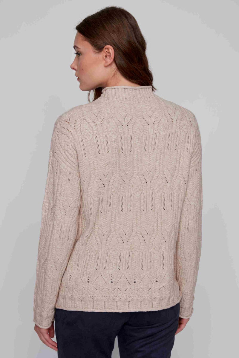 Mock Neck Cable Knit Pullover